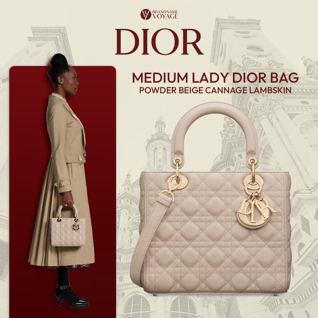 กระเป๋า Medium Lady Dior Bag Cannage Lambskin ลูกคุณ